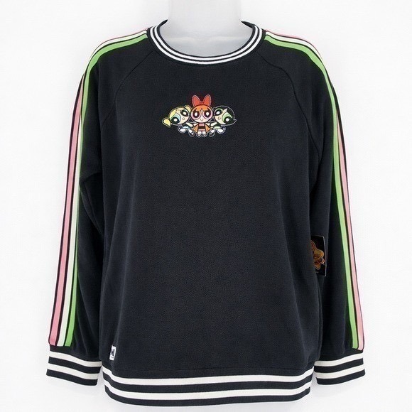 Cartoon Network Tops - Cartoon Network Black Sweatshirt with Pink Green Trim Powerpuff Patch-Small